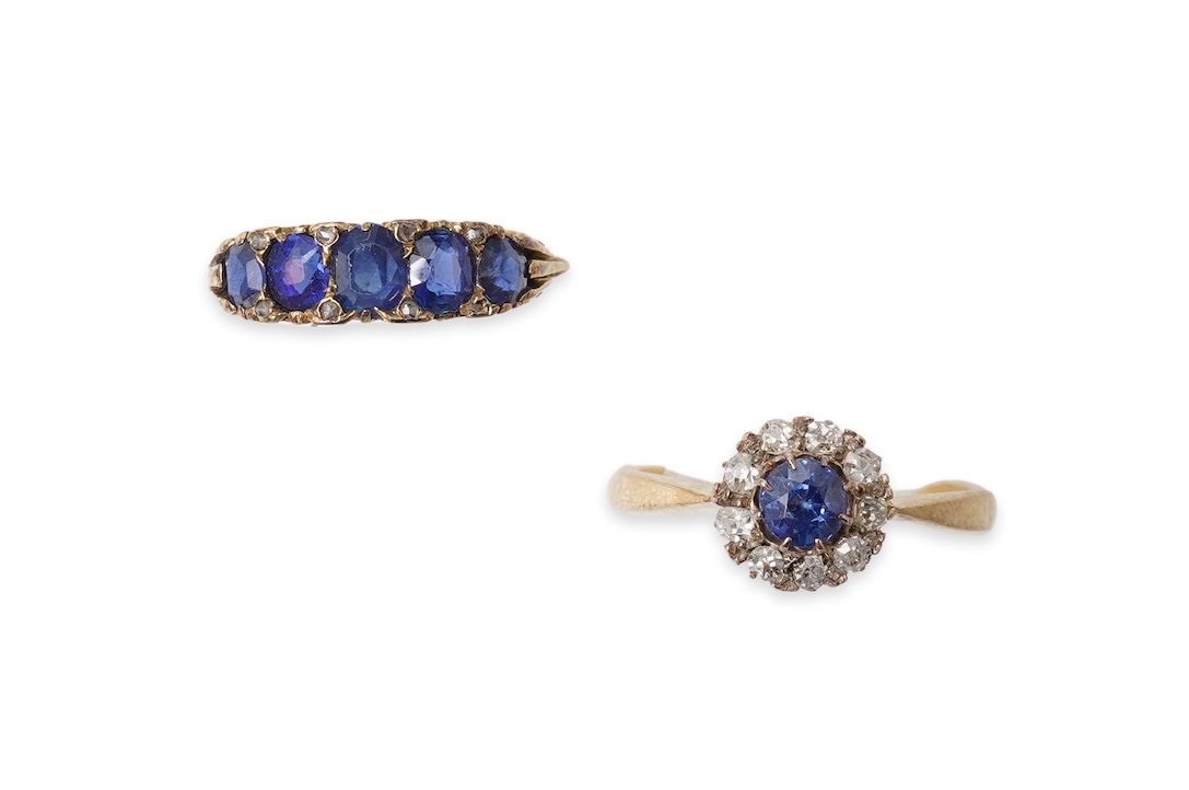 Two sapphire and diamond rings, early 20th century